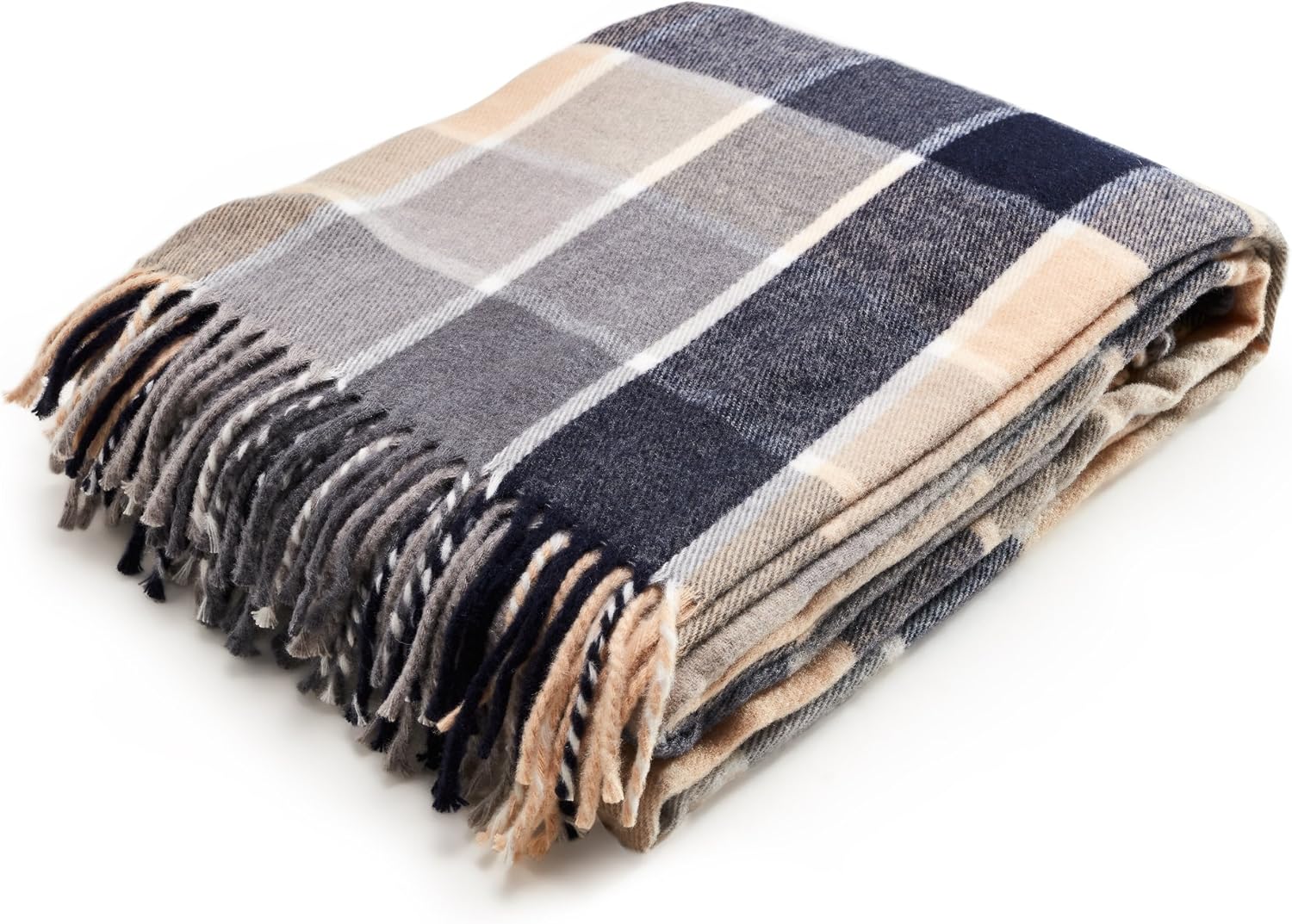 Arus Acrylic Highlands Collection Queen Size Tartan Plaid Design Throw Blanket Blue-Anchor